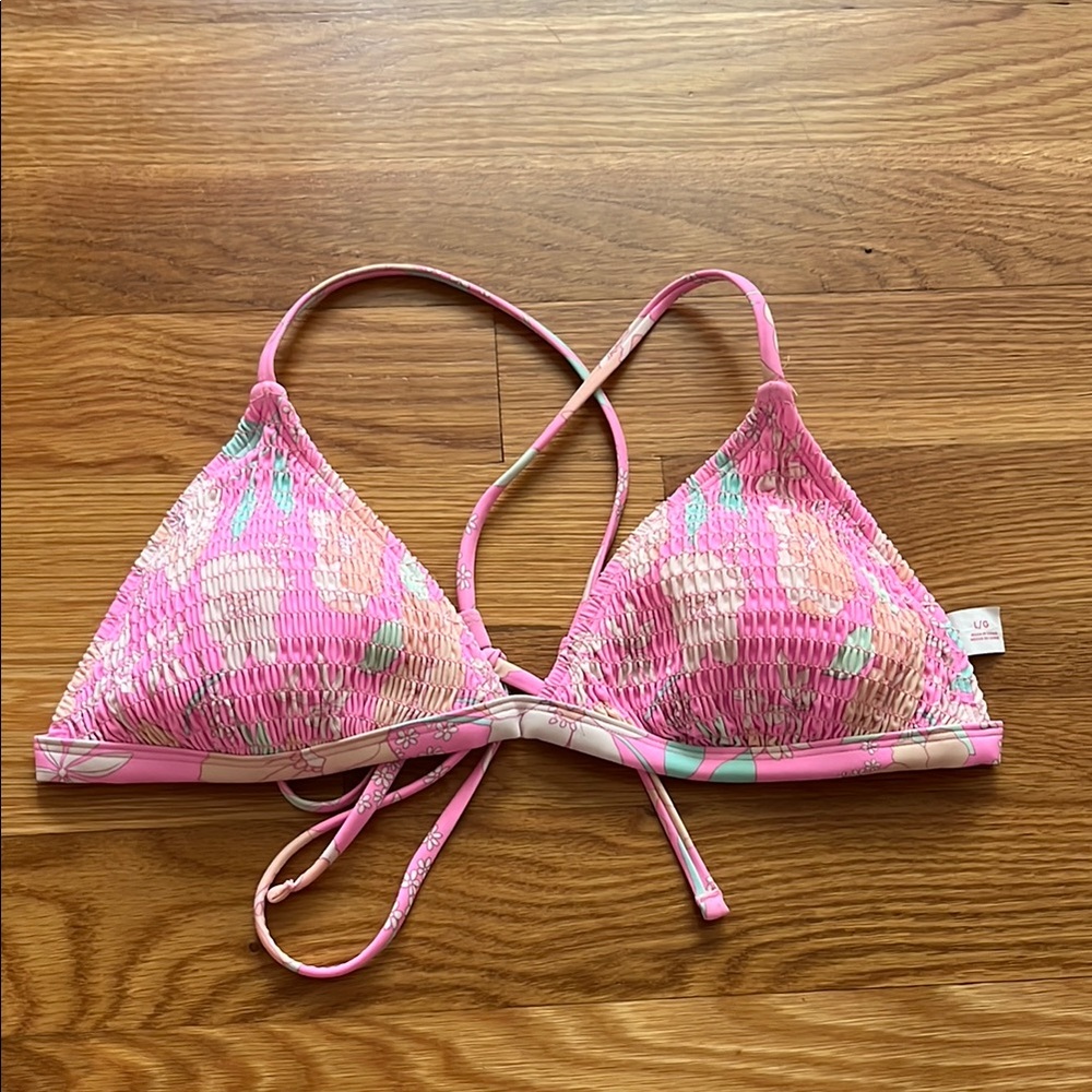Pink Ruched Triangle Bikini